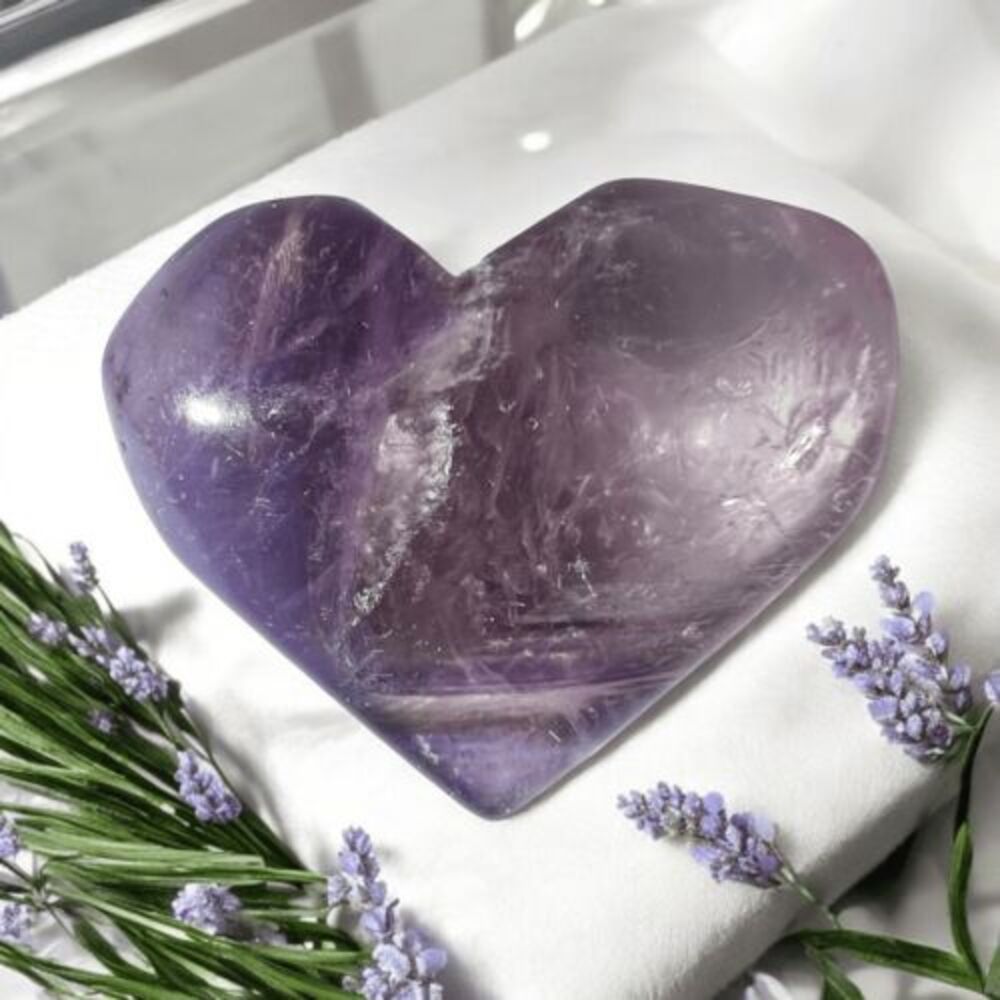 Amethyst Crystal Heart Carving